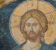 Détail de la fresque intérieure  de la petite église du cimetière du monastère de Bistriţa. Selon les dires de Dominique : « la plus belle représentation  du visage du Christ  que j’aie jamais vu ».