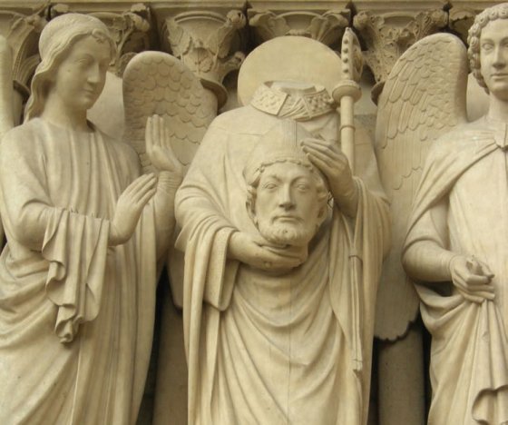 Sfântul Denis, sculpturã în piatrã, Catedrala Notre Dame, Paris